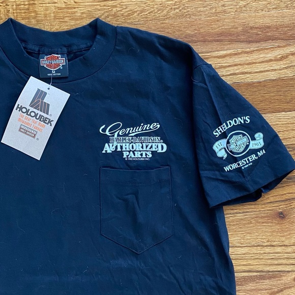 Vintage 90s Harley Davidson Black T-Shirt Tags Attached Size Medium - Picture 3 of 4